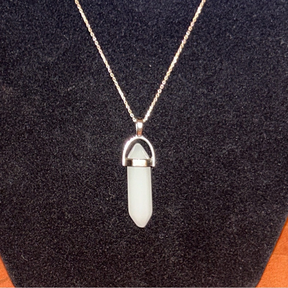 White Quartz Pendant on 925‎ Silver Chain